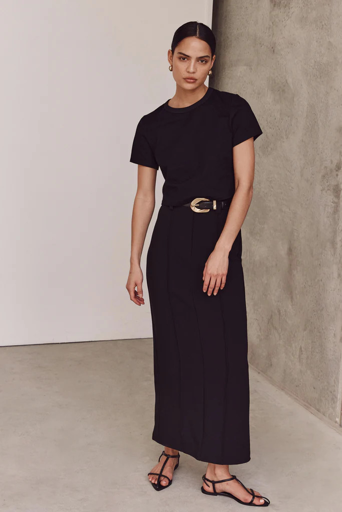 ROWAN BLACK MIDI SKIRT | DISSH