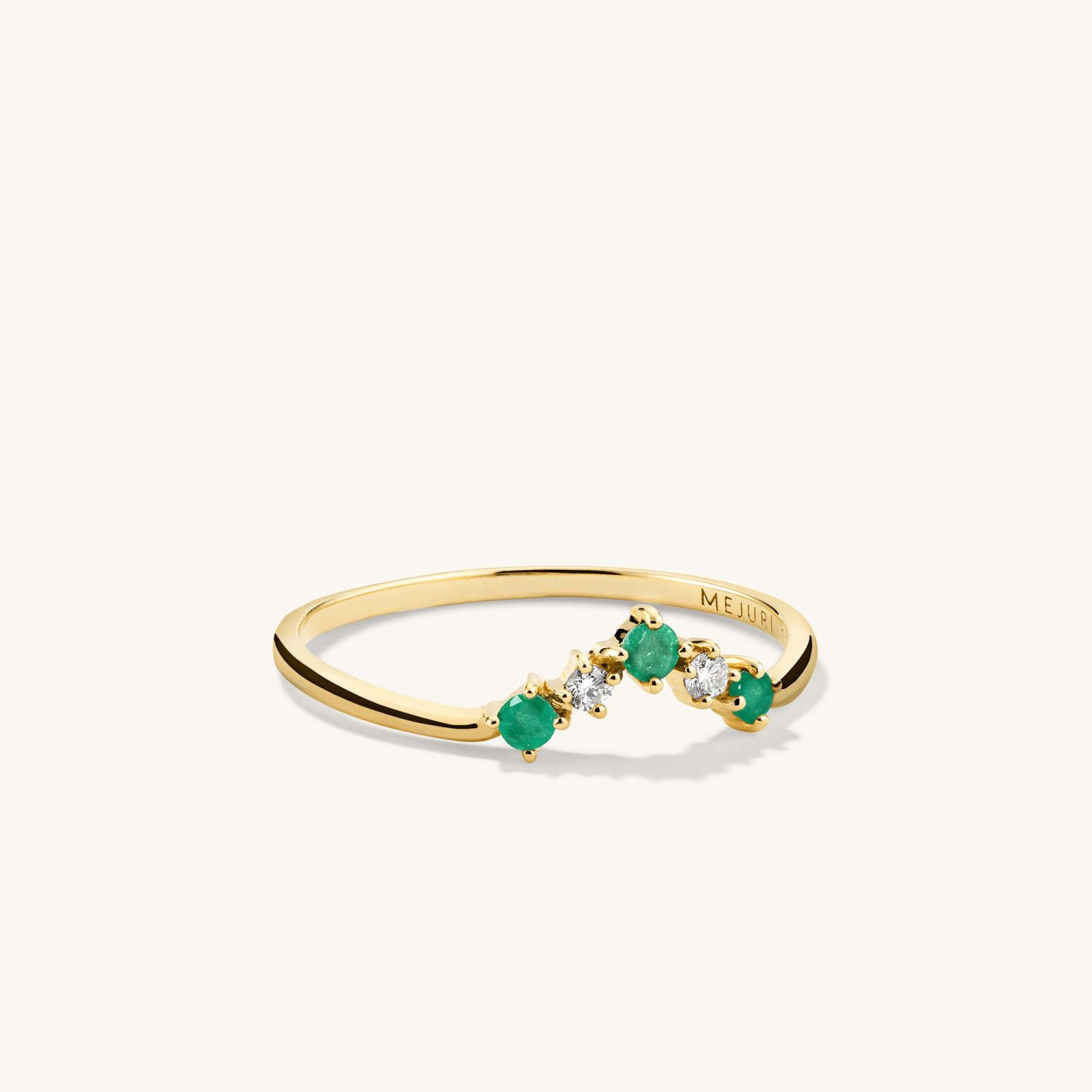 Emerald and Diamond Wishbone Ring | Mejuri (Global)