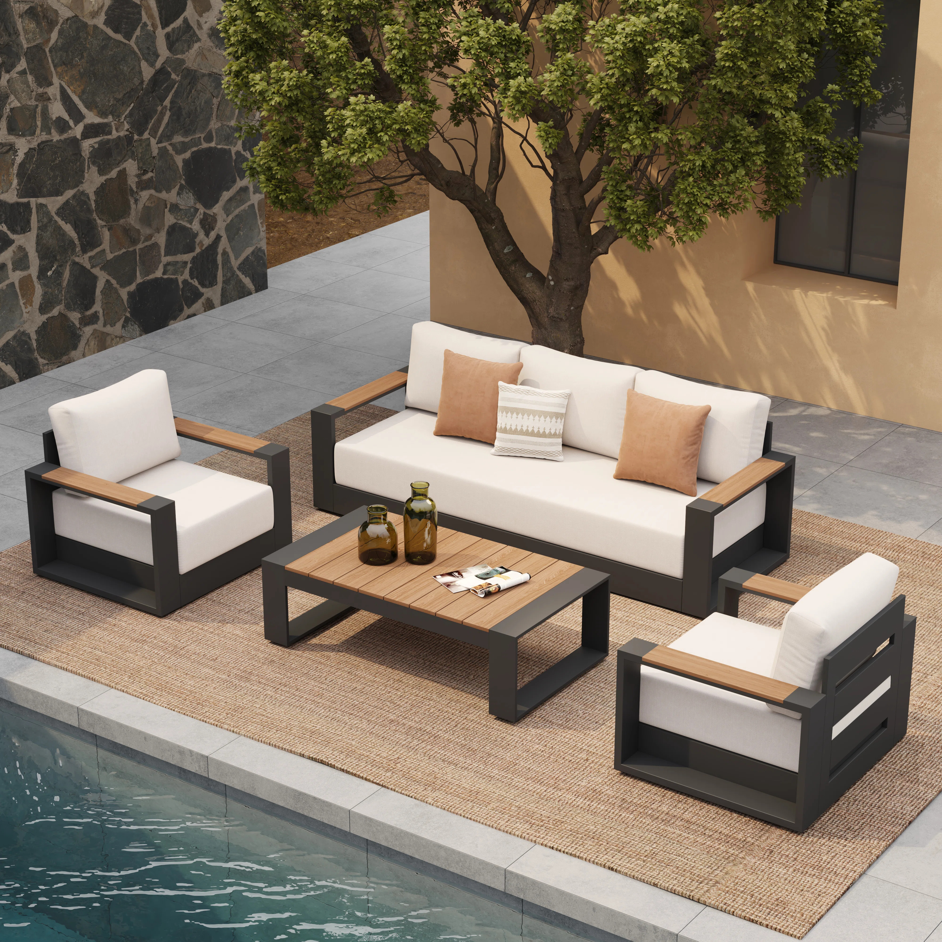 5 - Person Outdoor Seating Group With Cushions | Wayfair North America