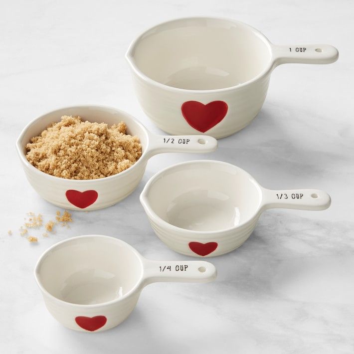 Valentines Day White Ceramic Heart Measuring Cups | Williams-Sonoma