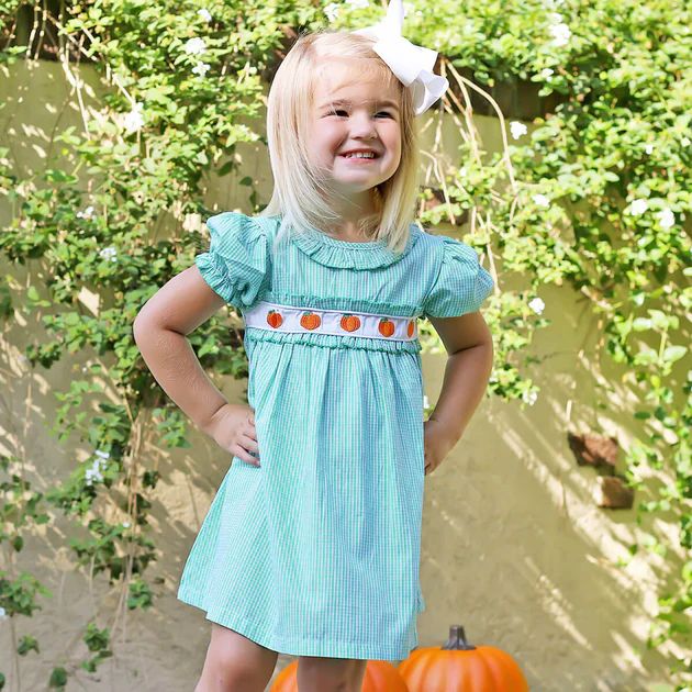 Pumpkin Harvest Delight Turquoise Dress | Classic Whimsy