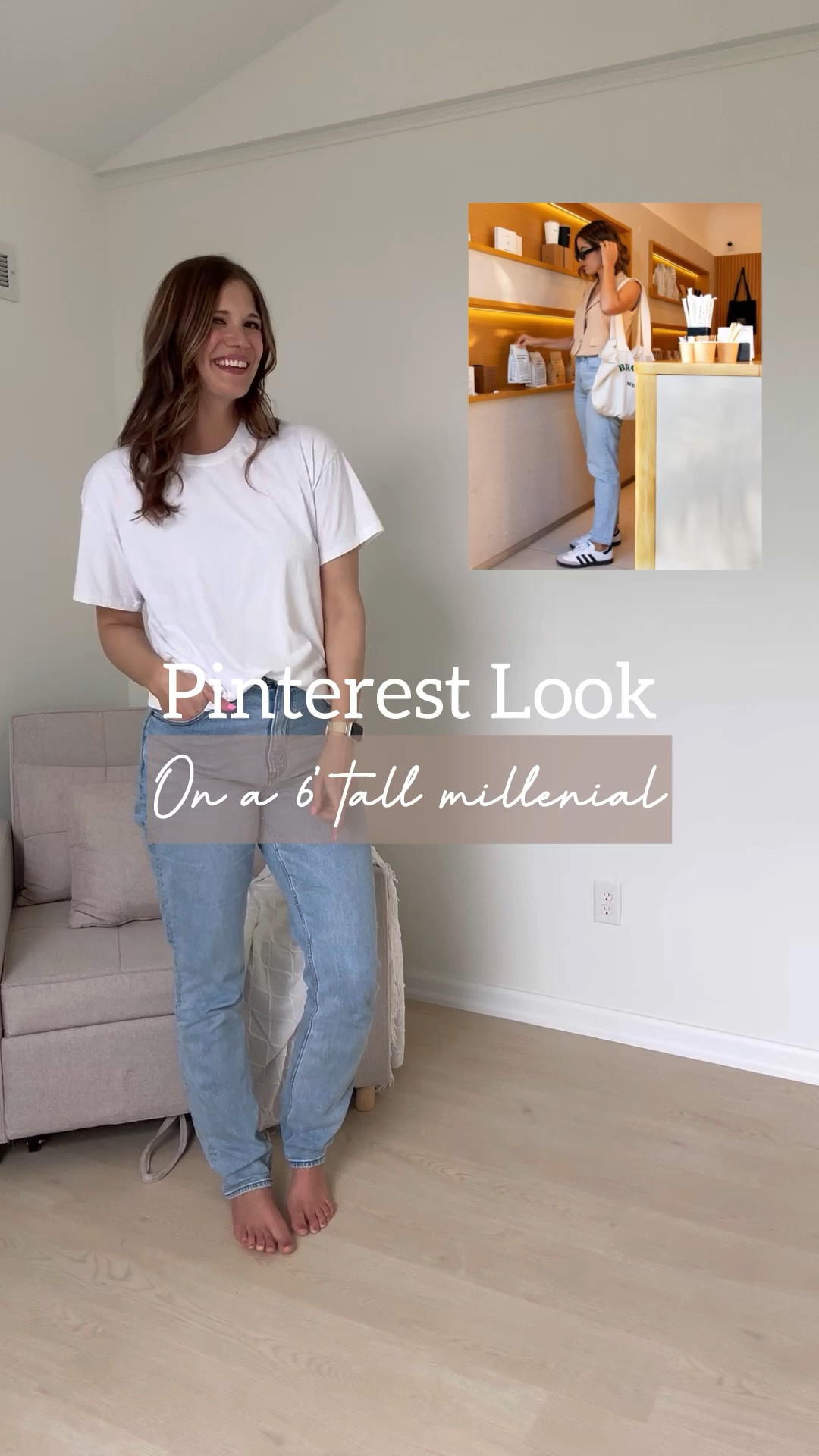 Long length viral millenial jeans / beige vest / adidas sambas / linen tote bag / black sunglasses

#LTKFindsUnder100 #LTKVideo #LTKSaleAlert