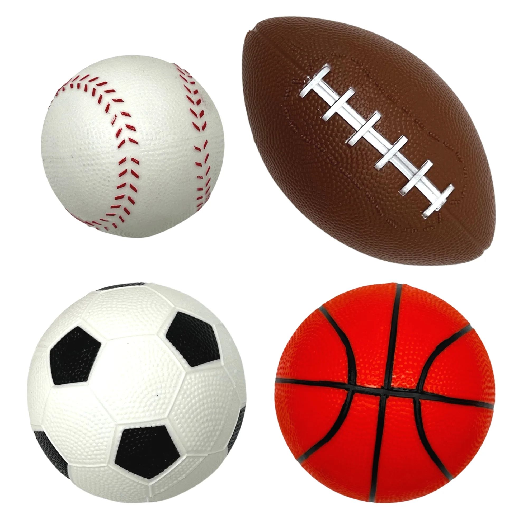 Play Day Mini Sports Balls, 4-Pack, Rubber Baseball, Basketball, Football, and Soccer Ball, Ages ... | Walmart (US)