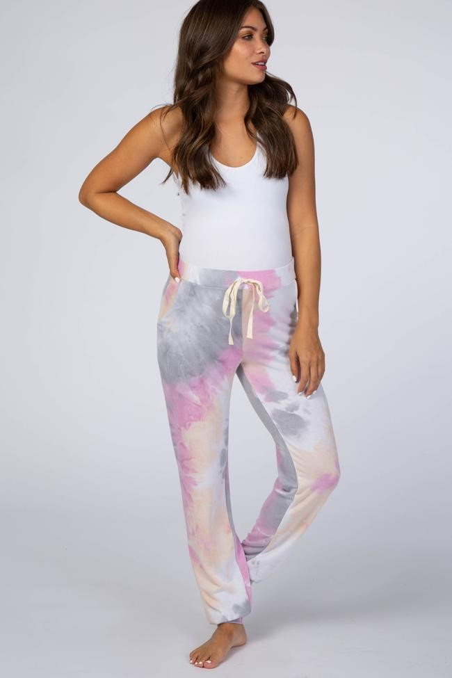 Heather Grey Tie Dye Maternity Lounge Pants | PinkBlush Maternity