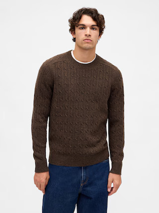 Merino Wool-Blend Cable-Knit Sweater | Gap (US)