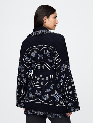 Cotton-Blend Fringe Shawl Cardigan | Gap (US)