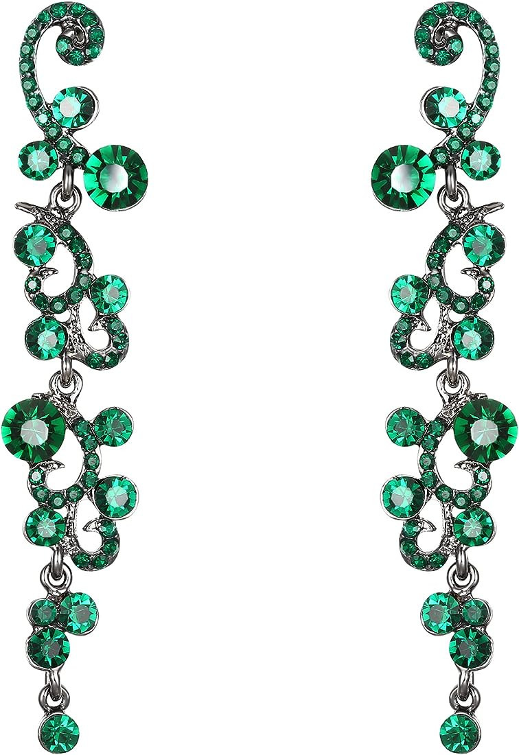 EVER FAITH Bridal Flower Wave Austrian Crystal Dangle Earrings | Amazon (US)