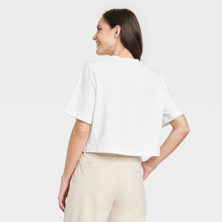 Women's Boxy Elbow Sleeve Cropped T-Shirt - A New Day™ | Target