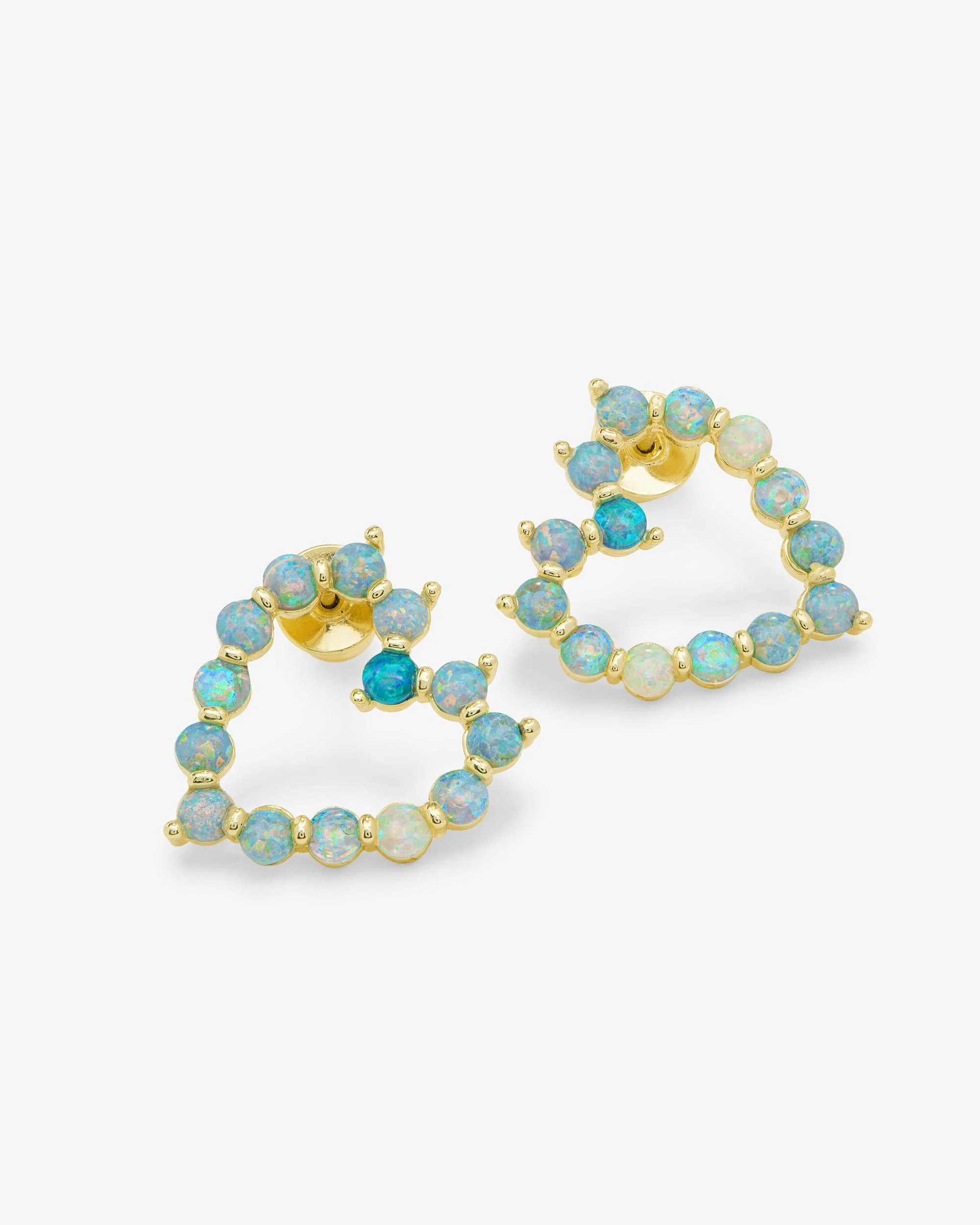 She's an Icon Baby Heart Earrings - Gold|Blue Opal Ombré | Melinda Maria Jewelry
