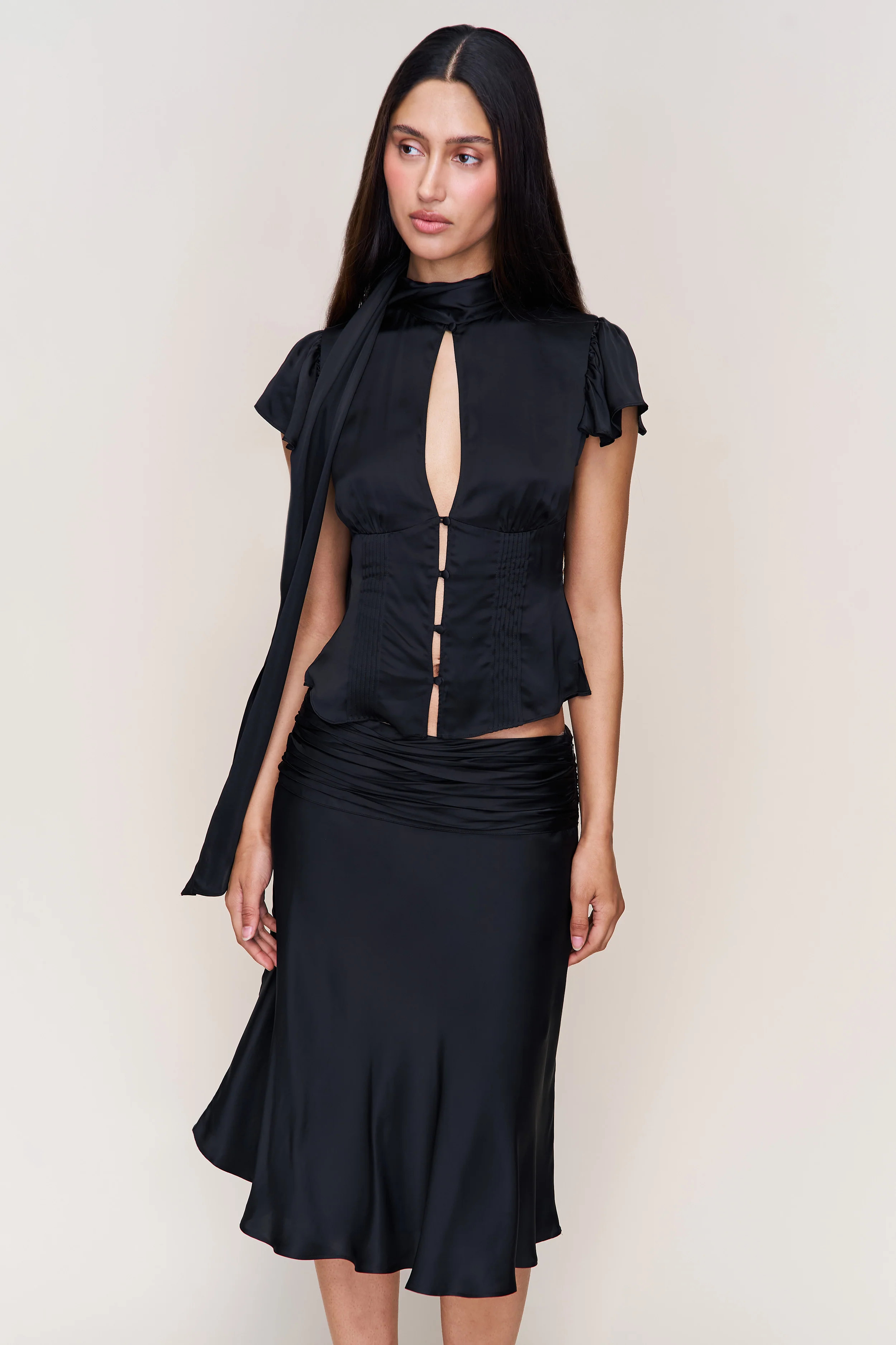 Eda Satin Midi Skirt | Danielle Guizio NY