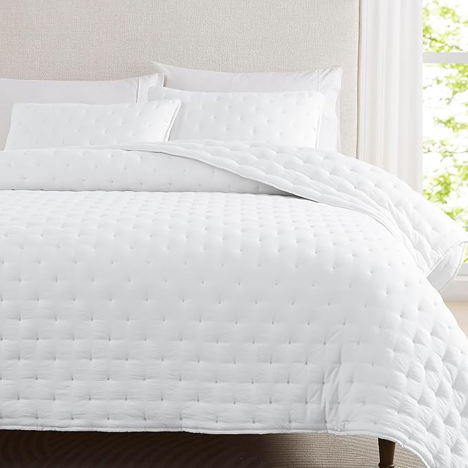 WDCOZY White Cloud Quilt Twin Size Bedding Set with Pillow Sham, Puffy Cozy Lightweight Bedspread... | Amazon (US)