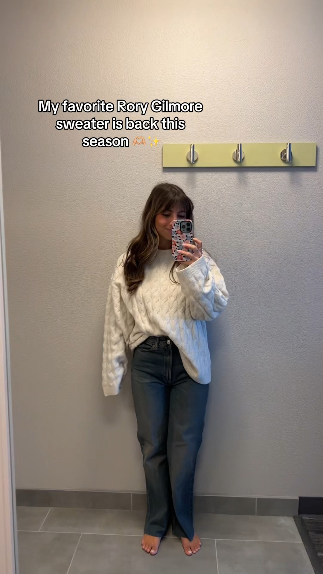 My H&M Rory Gilmore white cable knit sweater