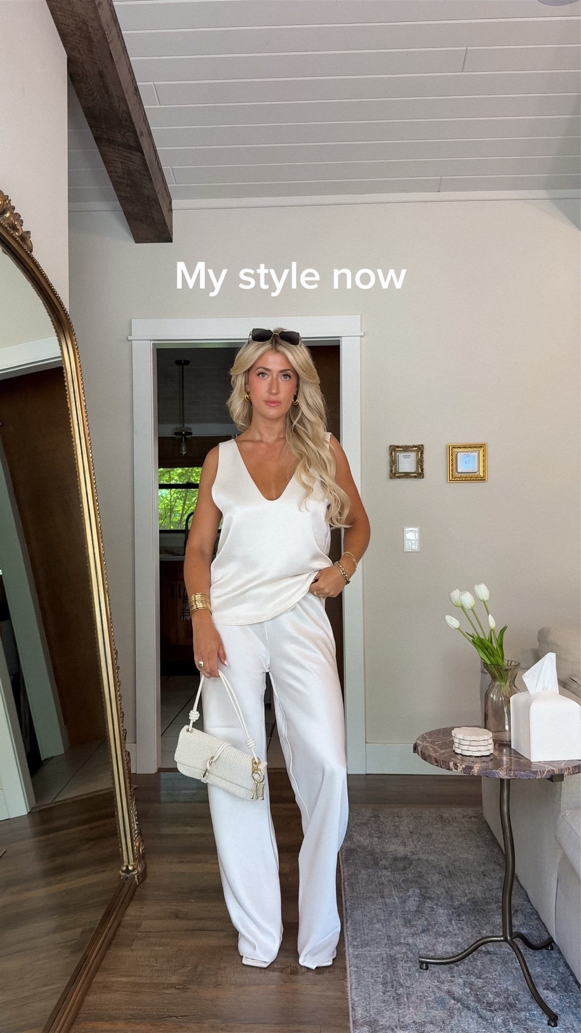 All white satin set ￼

#LTKootd