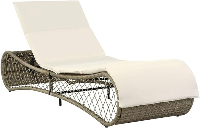 (Fast Shipments) Rattan Wicker Chaise Lounge Chair, Outdoor Patio Lounger w/Adjustable Backrest, ... | Amazon (US)
