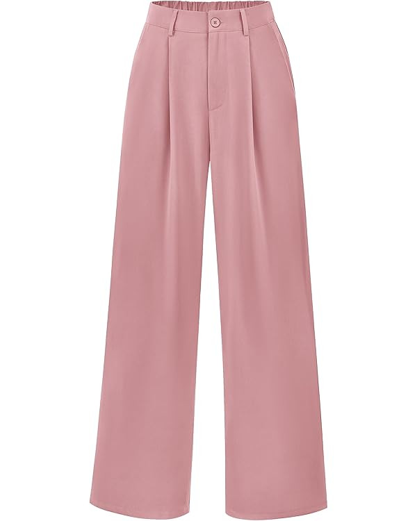 PRETTYGARDEN Women's Wide Leg Suit Pants Loose Fit High Elastic Waisted Business Casual Long Trou... | Amazon (US)