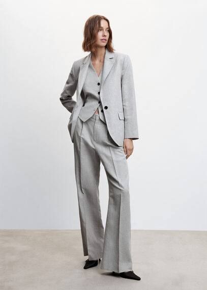 Herringbone linen suit trousers grey - Woman - 16 - MANGO | MANGO (UK)