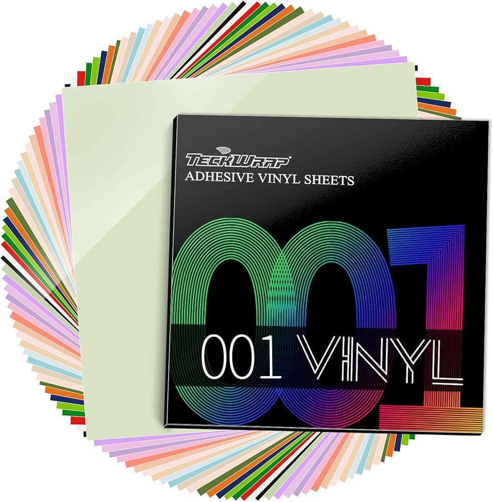 TECKWRAP 001 Vinyl Permanent Adhesive Vinyl 12" x 12" 42 Sheets/Pack for Craft Cutters,Sign Plott... | Amazon (US)