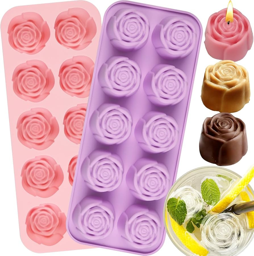 Rose Silicone Mold, 2 Pcs Rose Chocolate Mold 20 Cavity Silicone Roses Molds for Chocolate, Candy... | Amazon (US)