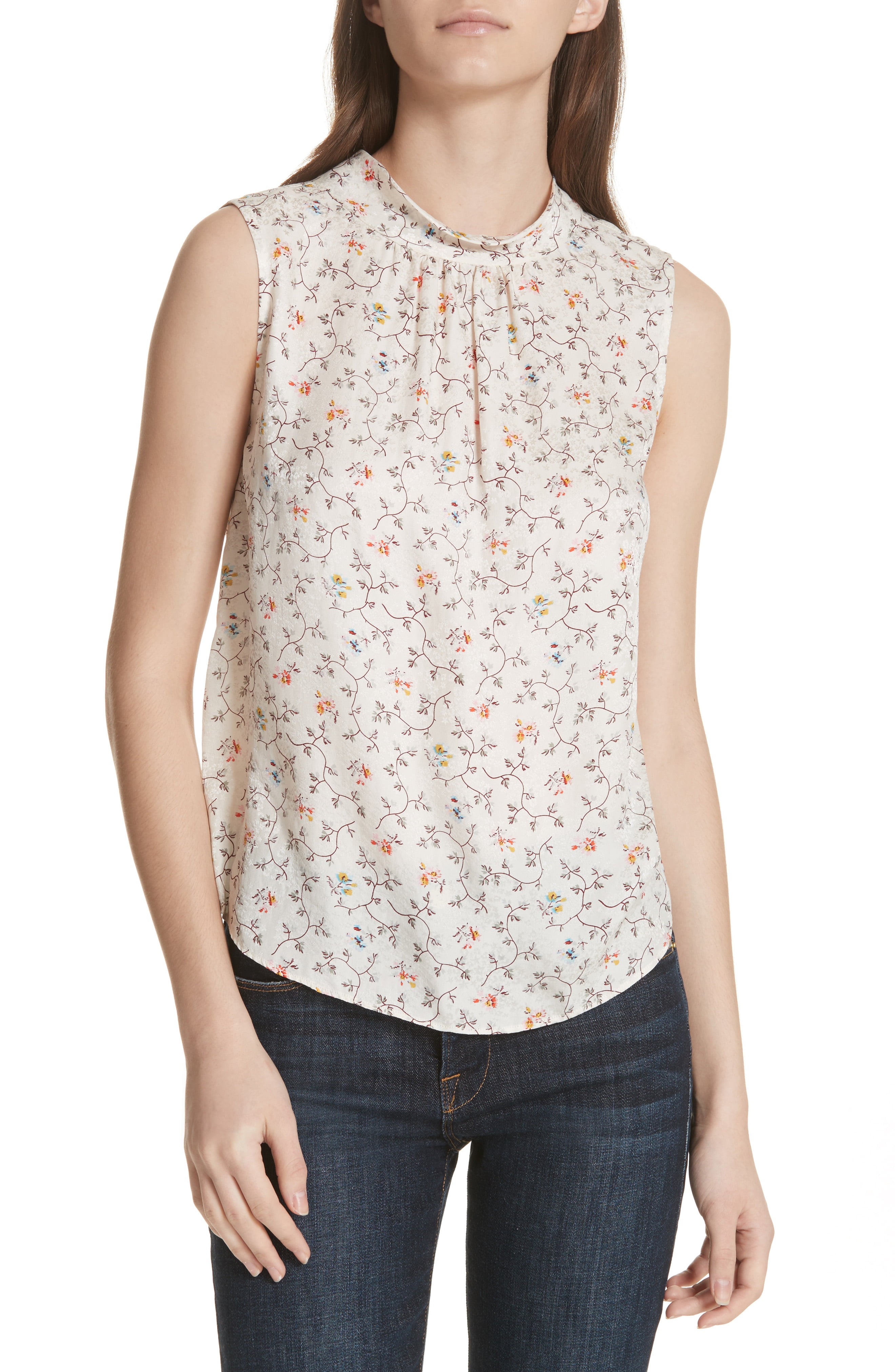 Vine Band Collar Silk Top | Nordstrom