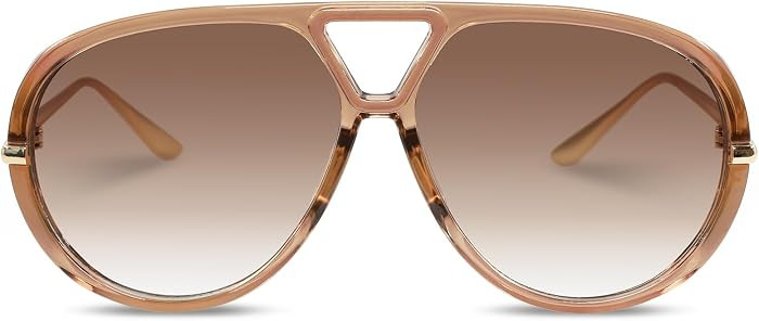 Retro Polarized Aviator Sunglasses for Women Men Oversized Classic 70s Trendy Square Sun Glasses Vintage Shades | Amazon (US)