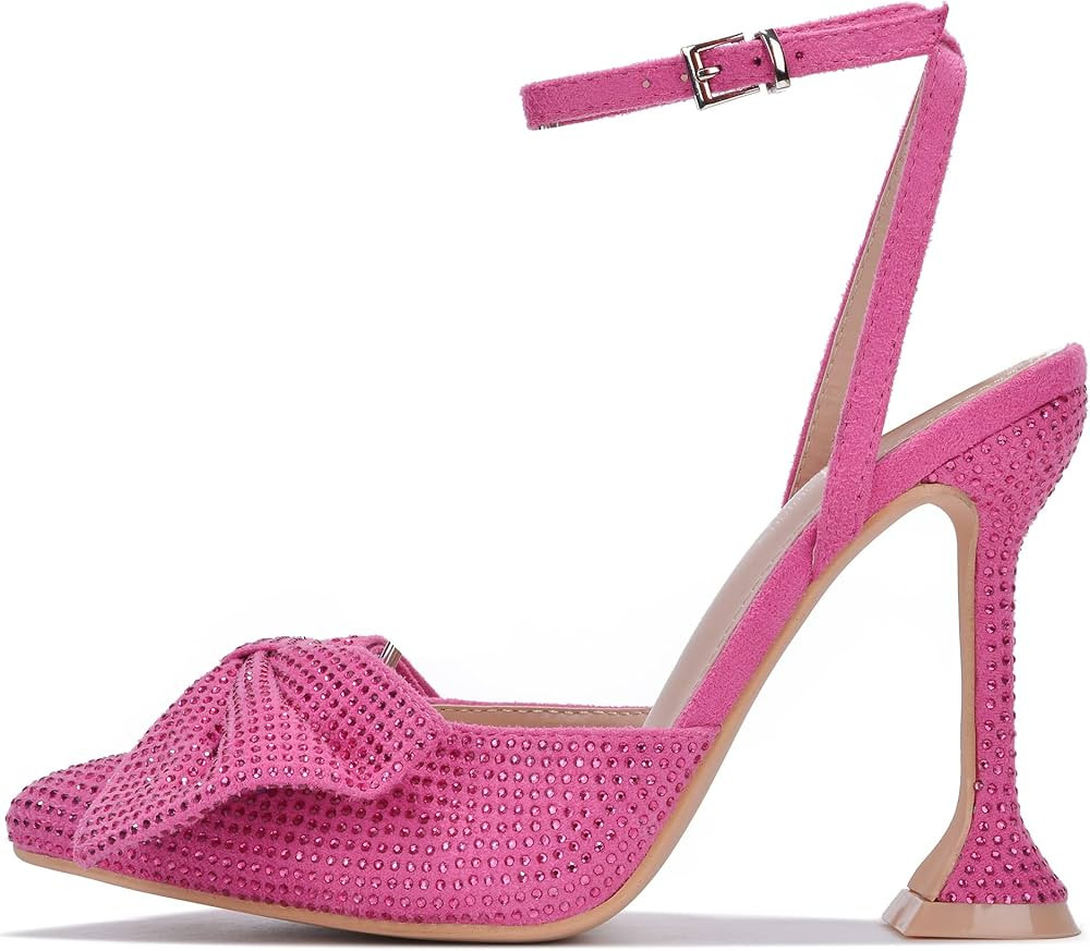 Cape Robbin Juana-1 Sexy High Heels for Women, Ankle Strap Closed-Toe Shoes Heels with Bow | Amazon (US)