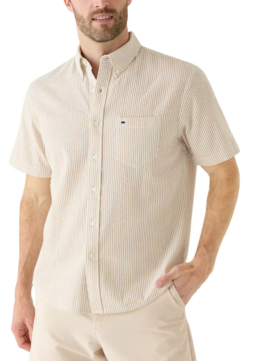Men's Short Sleeve Striped Seersucker Shirt | Belk