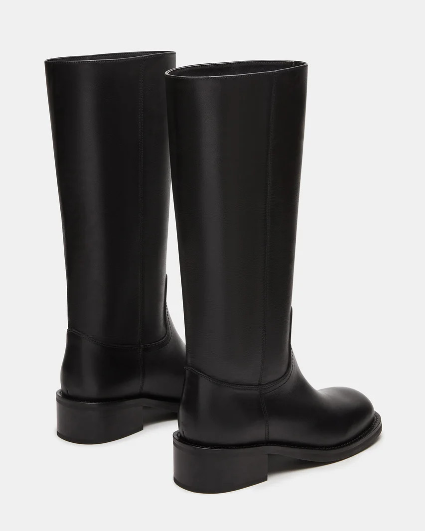 RIGGS Black Leather Square-Toe Women's Boot | Steve Madden (US)