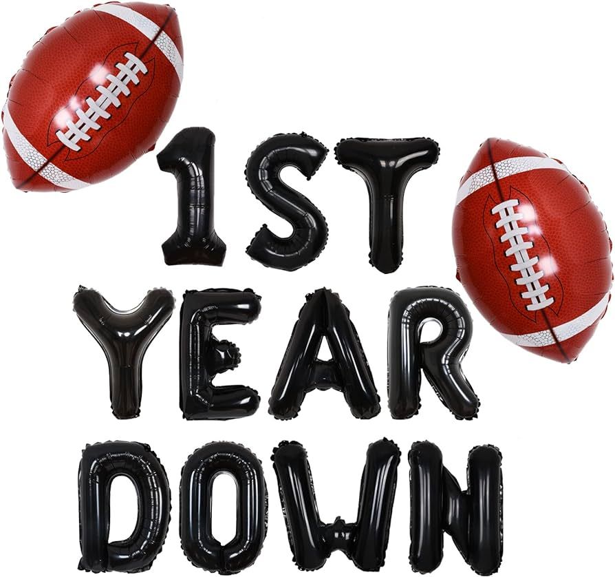 1st Year Down Birthday Decorations - Football 1st Year Down Balloon Banner, First Year Down Football | Amazon (US)