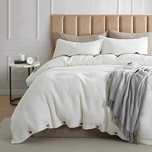 ZJZC Art 100% Cotton Waffle Weave Duvet Cover Set，Luxury Bedding Set 3 Pieces, Super Soft and B... | Amazon (US)