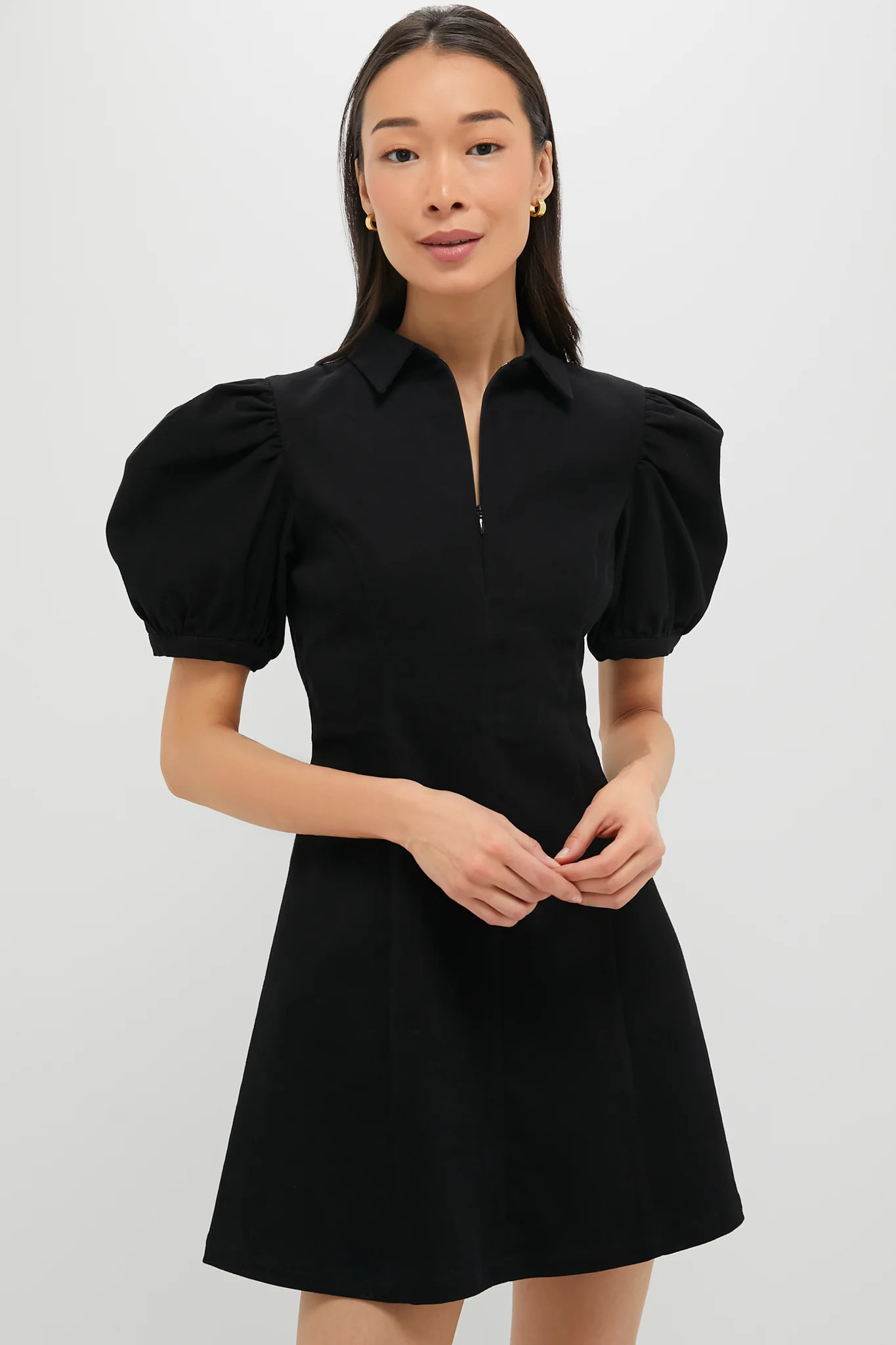 Black Front Zip Denim Mini Dress | Tuckernuck (US)