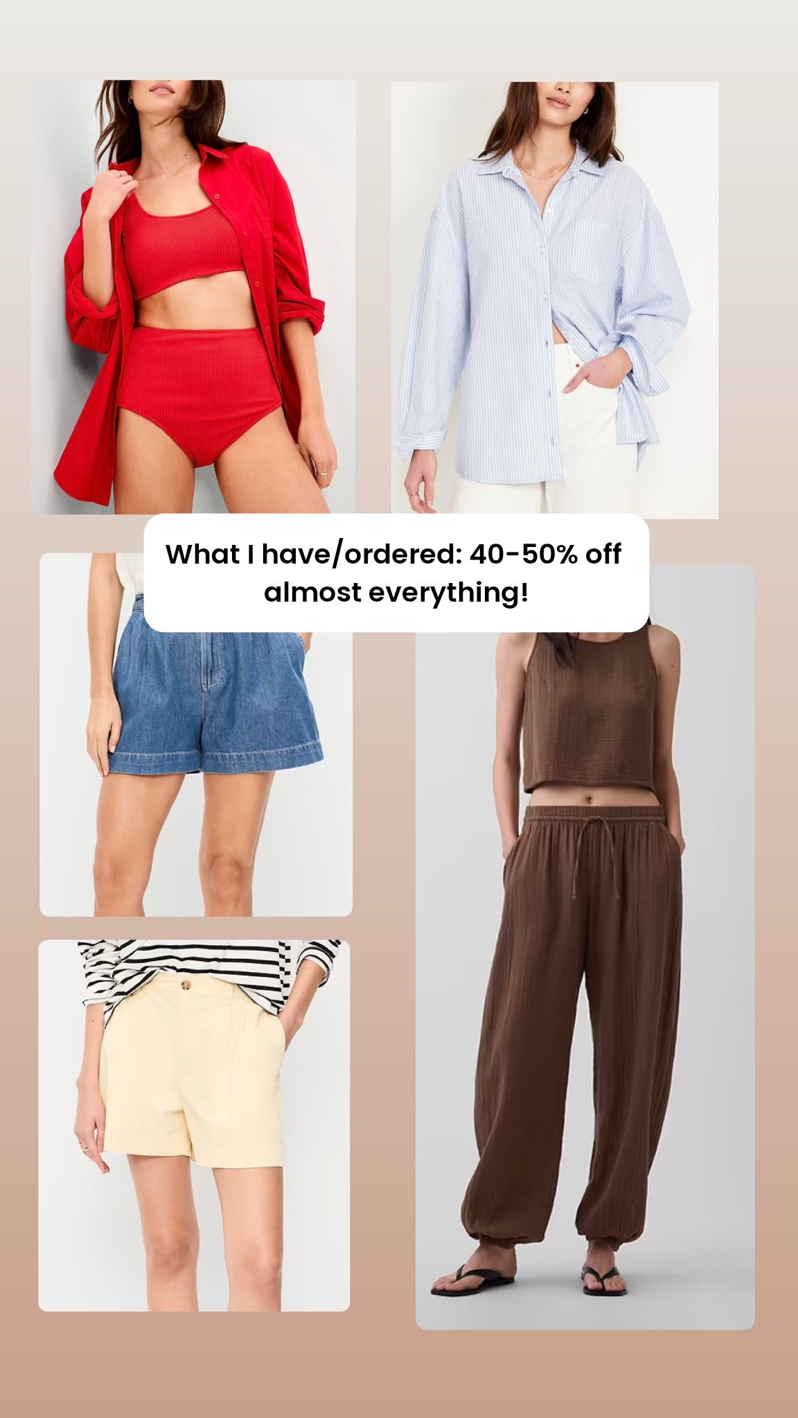Have and love the suit, button up (which goes with everything!), and gauze tank (wear it with the matching barrel pants). Ordered the shorts and pants. All so cute and on sale (except the tank). Suit is $25 for the entire thing and full coverage booty! Everything comes in tall, petite, plus!

#LTKTall #LTKOver40 #LTKSaleAlert
