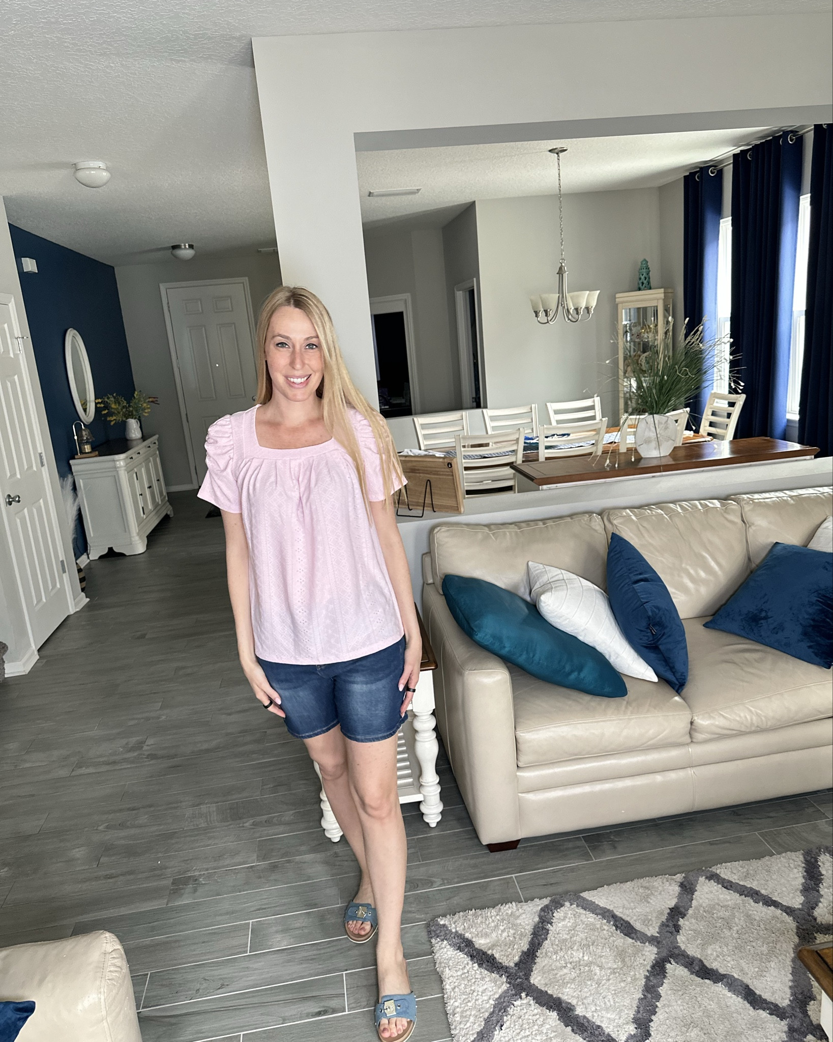 Light pink eyelet blouse 
💓i love the stretch and loose fit of this top
💓can dress it up or down 
💓 wearing size small, fits true to size and I am 5’10”

#LTKFindsUnder50 #LTKStyleTip #LTKWatchNow