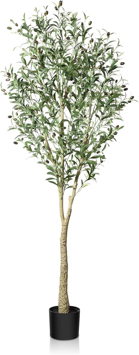 CROSOFMI Artificial Olive Tree, 5.2FT Fake Olive Plant in Pot, Tall Faux Plant,Potted Faux Topiar... | Amazon (US)