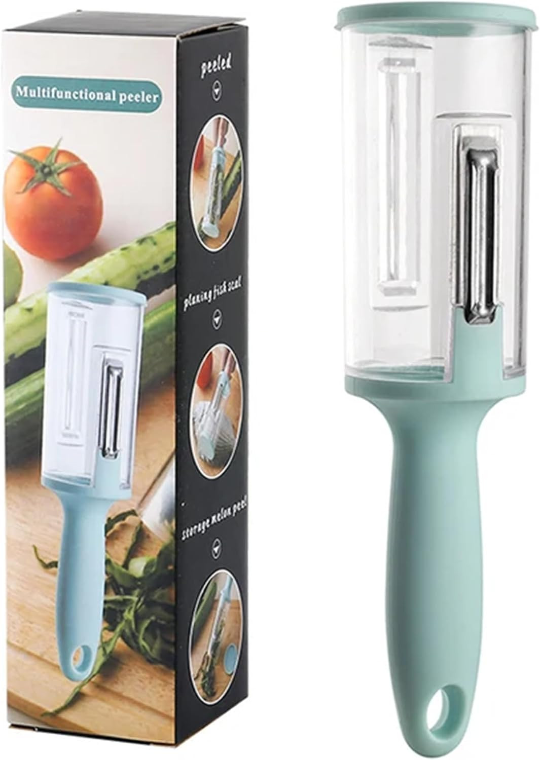 Multifunctional Peeler with Storage Box The Ultimate Solution for Peeling Vegetables, Fruits, and Scaling Fish Without the Mess! Keep Your Kitchen Immaculate with this Clever 2-in-1 Gadget! | Amazon (US)