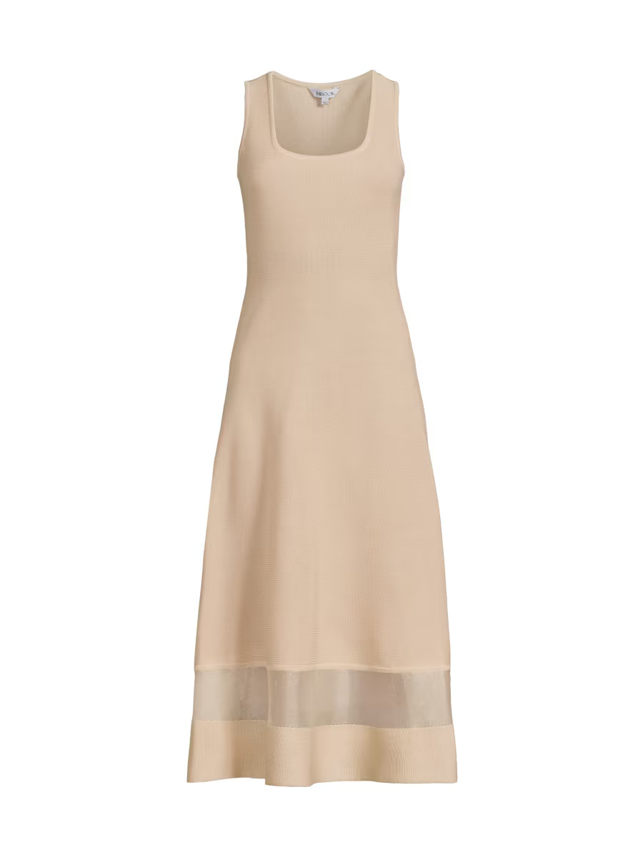 Sheer Hem Sleeveless A-Line Midi-Dress | Saks Fifth Avenue