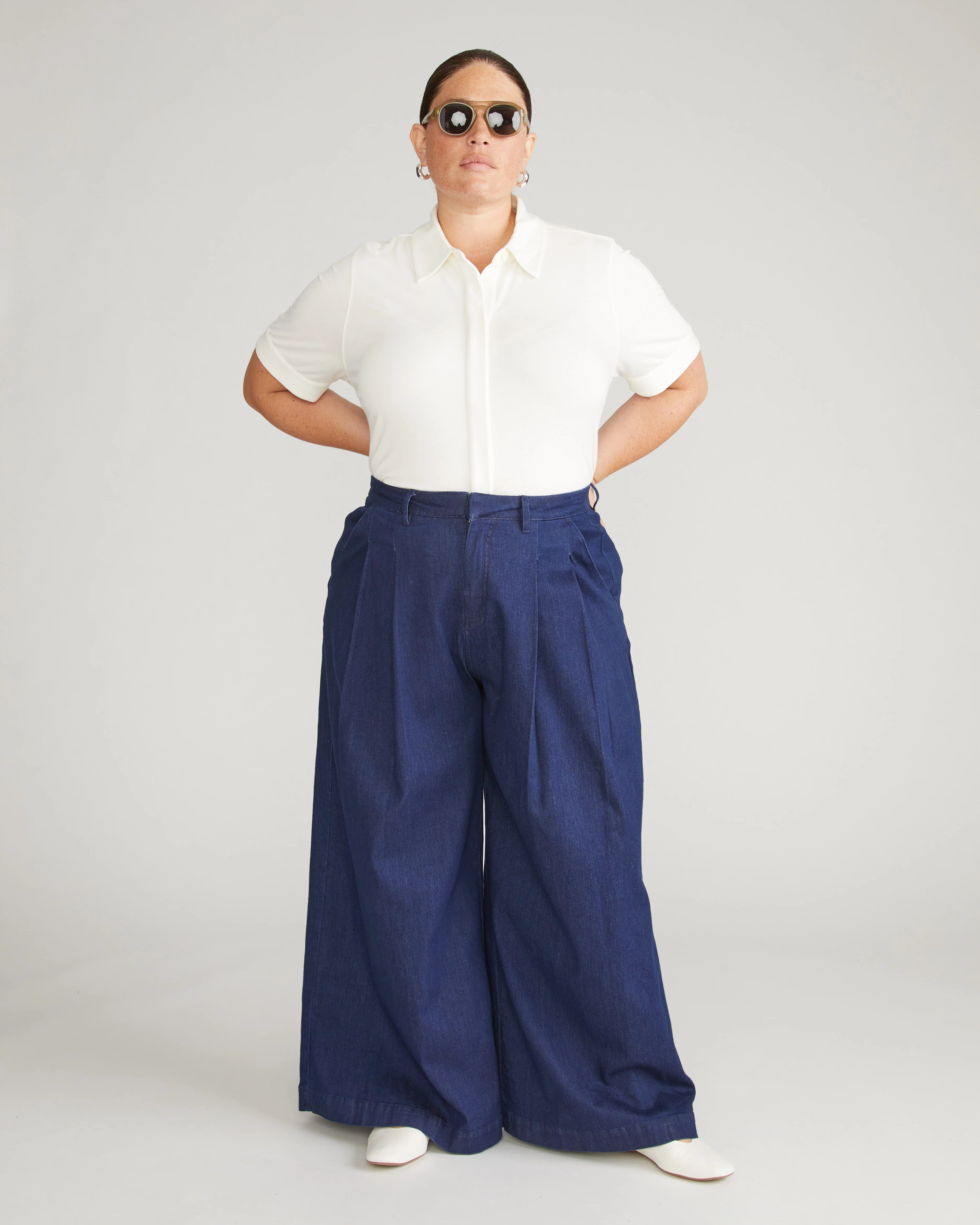 Chelsea Liquid Jersey Short Sleeve Shirt - White | Universal Standard