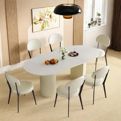 Modern Cream-Tone Oval Dining Table | Wayfair North America