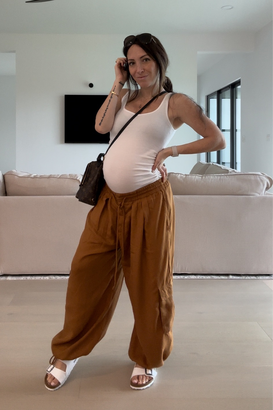 Cute comfy cargo pants that feel like sweats. Maternity friendly, great for bump and beyond. On sale now 

#LTKsalealert #LTKstyletip #LTKbump