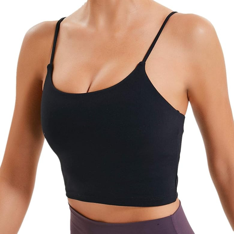 Women Padded Sports Bra Fitness Workout Running Shirts Yoga Tank Top | Amazon (US)