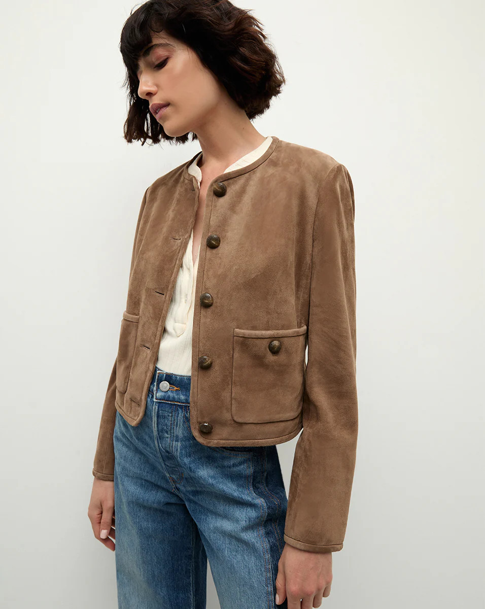 Veronica Beard Andrea Suede Jacket Bark | Veronica Beard