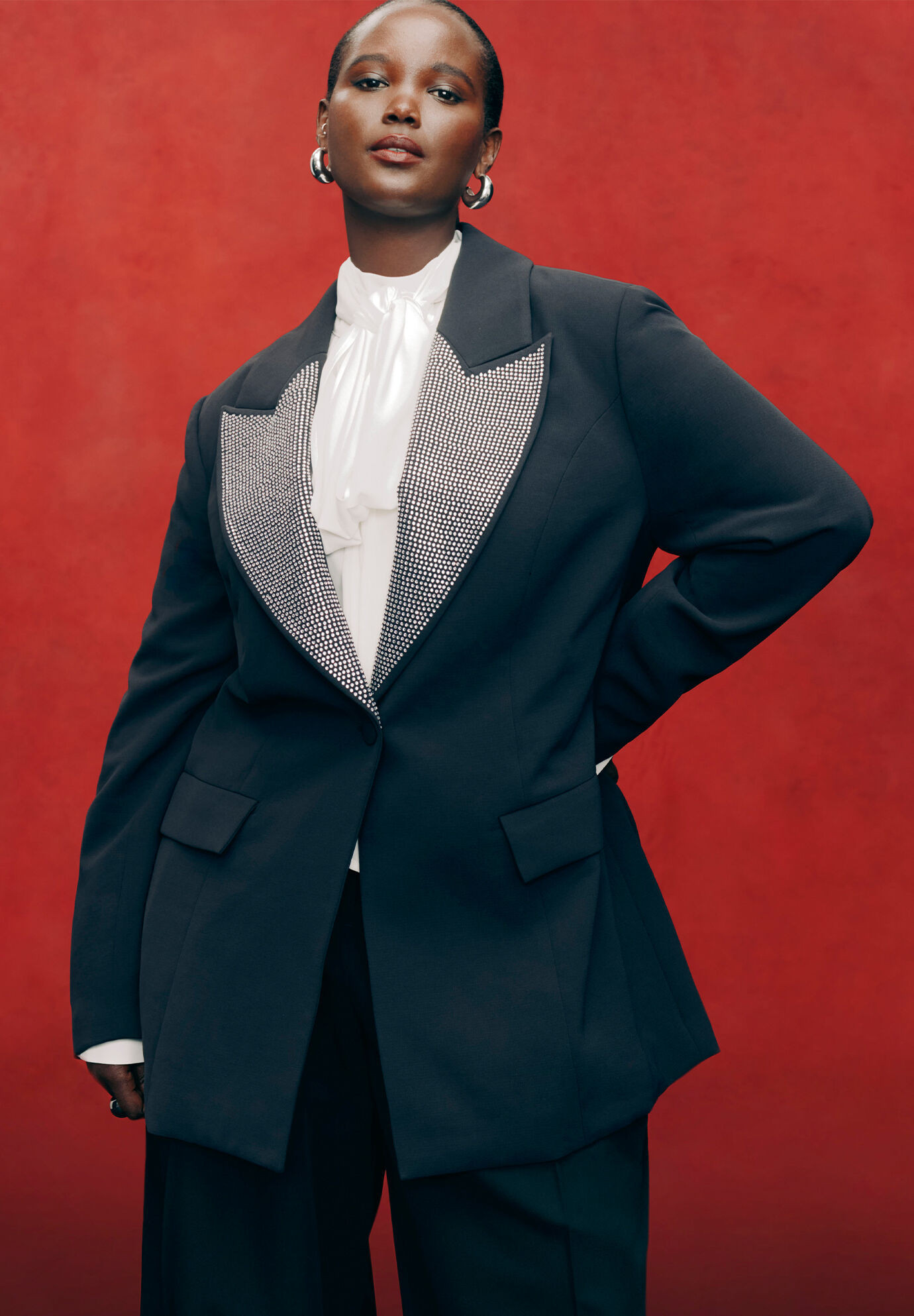 Embellished Lapel Oversized Blazer | Eloquii