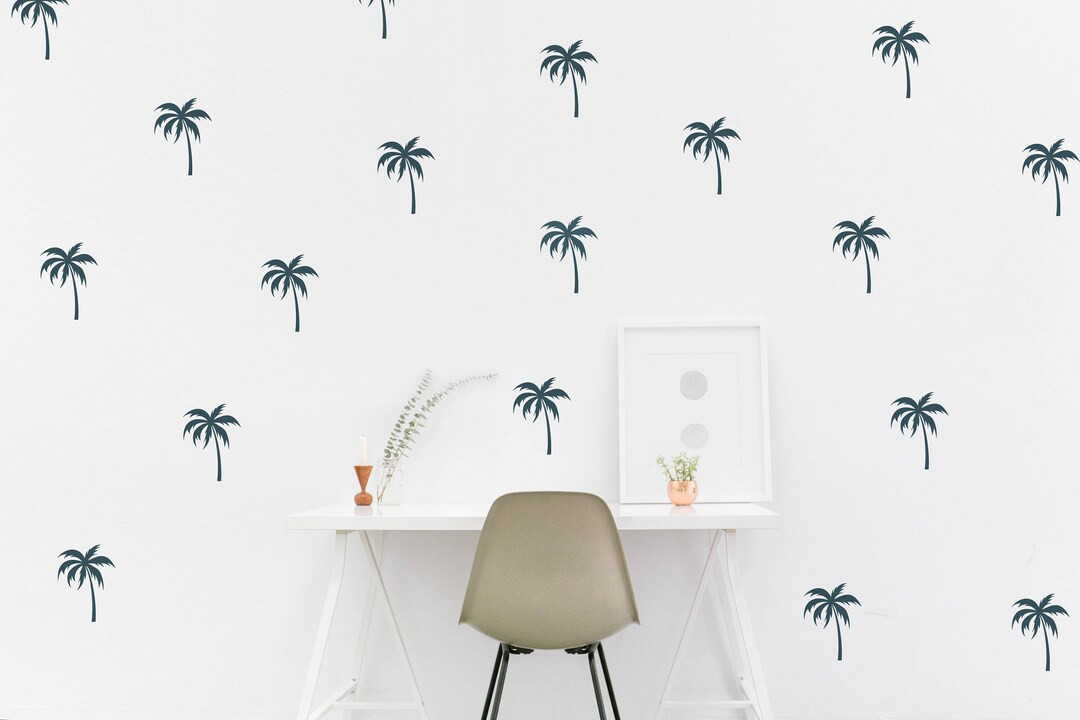 Mini Palm Tree Wall Decal // Tropical Decor / Bedroom Wall Decals / Tropical Office Decor / Gold ... | Etsy (US)