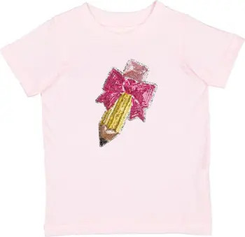 Sweet Wink Pencil Bow Sequin Patch Short Sleeve T-Shirt | Nordstrom | Nordstrom