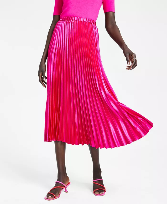 Women's Pleated Pull-On Midi Skirt | Macys (US)