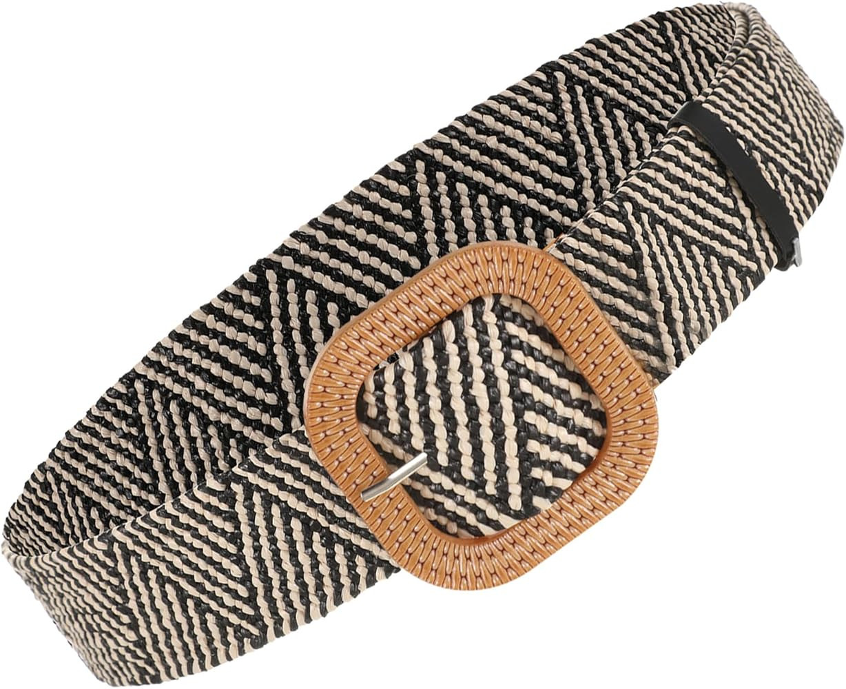 Syhood Women Straw Woven Belt Elastic Rattan Waist Belt Stretch Boho Dress Braided Belt Raffia Be... | Amazon (US)