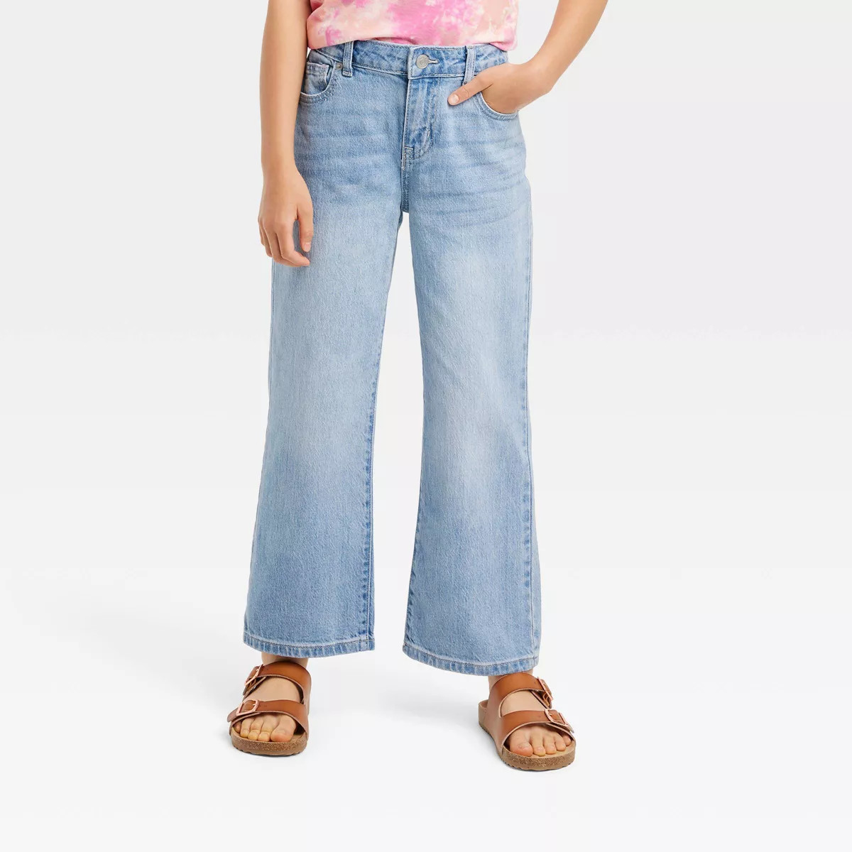 Girls' Mid-Rise Wide Leg Crop Jeans - Cat & Jack™ | Target