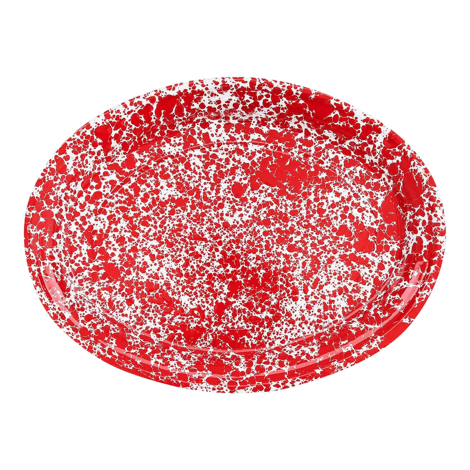 Crow Canyon Home Splatterware, Oval Platter in Red & White | Chairish