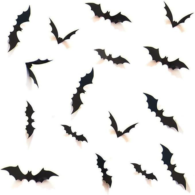 DIY Halloween Party Supplies PVC 3D Decorative Scary Bats Wall Decal Wall Sticker, Halloween Eve ... | Amazon (US)