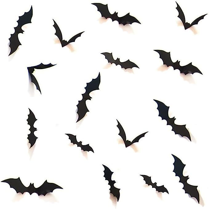Amazon.com: HOZZQ DIY Halloween Party Supplies PVC 3D Decorative Scary Bats Wall Decal Wall Stick... | Amazon (US)