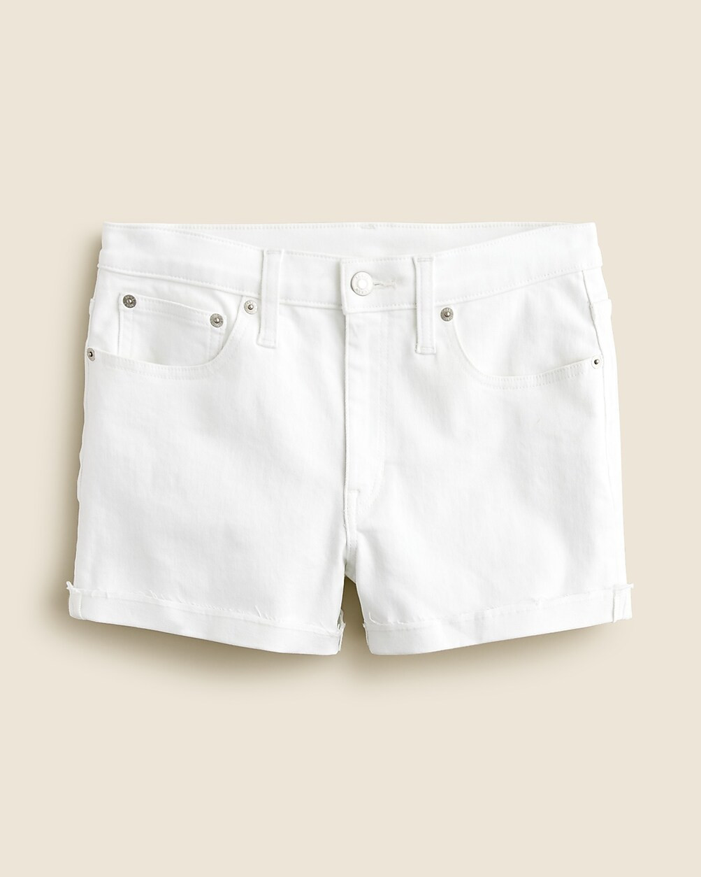 Mid-rise denim short in white | J. Crew US